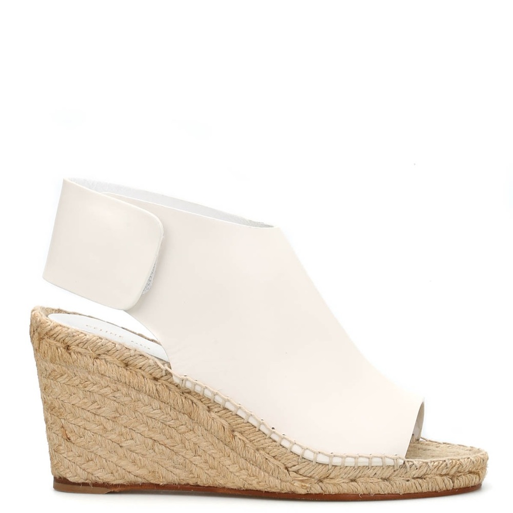 Celine White leather Espadrille sandal Wedges 37/7